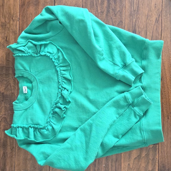 Clare V Tops - Clare V Ruffled Sweatshirt Kelly Green Size Small.  Worn And Washed Once.